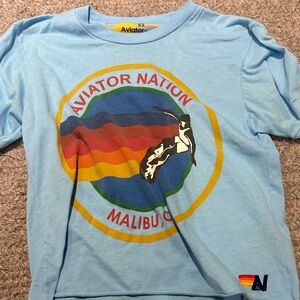 Aviator Nation Light Blue Rainbow Graphic Tee